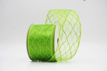 Appelgroen glitterend ogee-rasterdraadlint_KW0472GC-15-190
